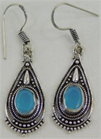 Blue Chalcedony Hook Earrings