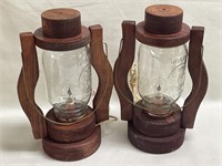 Handmade Wood Mason Jar Electric Lantern