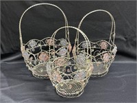 Set of 3 Vintage wire beaded baskets