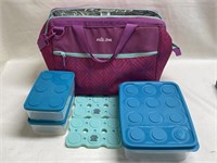 Arctic Zone Cooler with ice packs and Tupperware