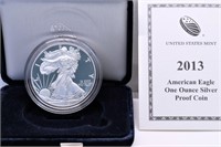 2013 PROOF SILVER EAGLE W BOX PAPERS