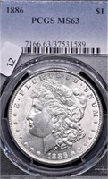 1886 PCGS MS63 MORGAN DOLLAR