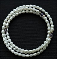 SEA PEARL/AMETHYST/14KGOLD BALL BRACELET