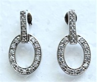 STERLING SILVER DROP HOOP EAR RINGS