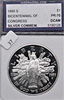 1989 S IGS PF70DC CONGRESS SILVER DOLLAR