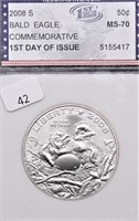 2008 S IGS MS70 BALD EAGLE HALF DOLLAR