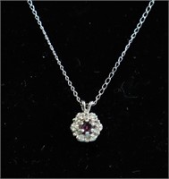 14K WHITE GOLD BABY PENDANT W/ NECKLACE