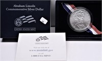 LINCOLN SILVER DOLLAR W BOX PAPERS