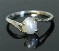 14K WHITE GOLD SEA PEARL RING SIZE 3.75