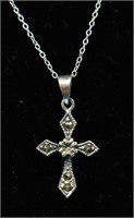 STERLING SILVER CROSS AND NECKLACE