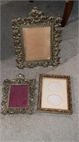 Three Vintage Ornate Metal Picture Frames. One on