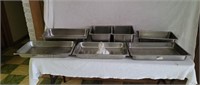 7 Stainless Steel Chaffing Dish Pans, Spoons