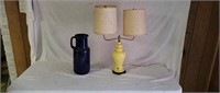 Porcelain Double Lamp and German Vase
