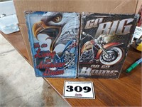 2 NEW Motorcycle Signs 12 x 8