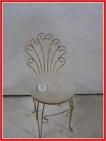 WHITE AND GOLD METAL ACCENT CHAIR- 3FT TALL