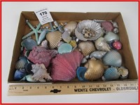 FLAT BOX OF ASSORTED SEASHELLS- MANY DECORATIVE