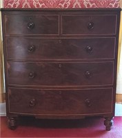 1800s Victorian Burled Mahogany Bowfront Chest