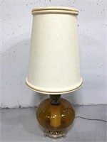 Large vintage amber glass & metal lamp