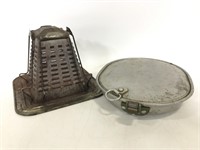 Vintage metal camping pan and grater