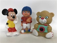 Three vintage rubber squeaky toys