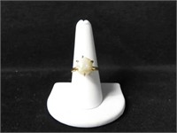 14K GOLD AND BAROQUE PEARL RING - SIZE 9