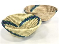 Two rope style woven fiber bowls