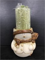 Ceramic Snowman candle holder w/ new candle