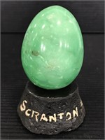 Vintage jade alabaster egg on stand