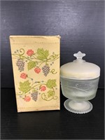 Vintage Avon frosted glass jar with box