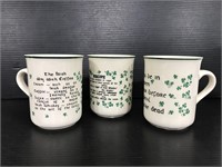Three vintage Irish coffee ceramic mugs