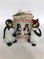 Vintage Willie and Millie penguin shaker set