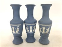 Painted blue glass mini vases