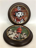 Two framed fire Dalmatian collectors plates