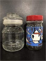 Two vintage glass jars
