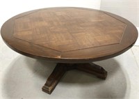 Round wood octagon pattern coffee table