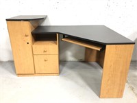 Large tiered top wood corner desk