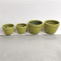 4 avocado green resin Planters 2 sizes