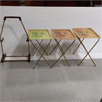 3 LaVada metal TV trays with stand