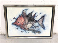 Framed foiled fish wall art