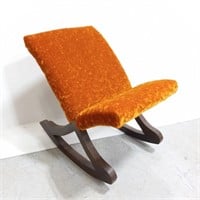 Vintage orange velvet children's  rocking chair