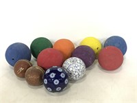 Lot of assorted ceramic & leather balls