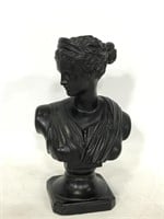 Black ceramic Greek goddess bust statue