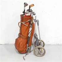 Golf bag, wheeled caddy, clubs and more!