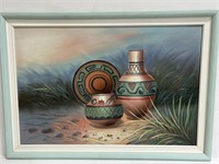 Signed oil on canvas Native American still life