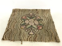 Handmade floral hooked rug