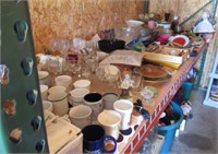 8' Shelf full that includes stemware, mugs,