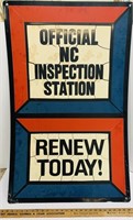 Official NC Inspection Station Metal Sign
