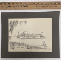 Vintage Delta Queen Steamboat Drawing