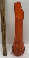22” Mid-Century Tall Optic Slag Glass Vase