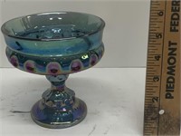 Vintage Blue Glass Goblet Style Candy Dish